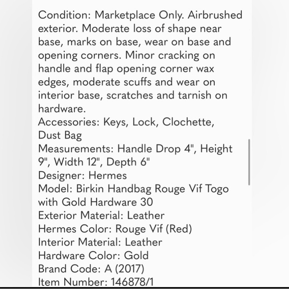 Birkin 30 Togo, 2017, Rouge Vif, Gold Hardware - Picture 17 of 17